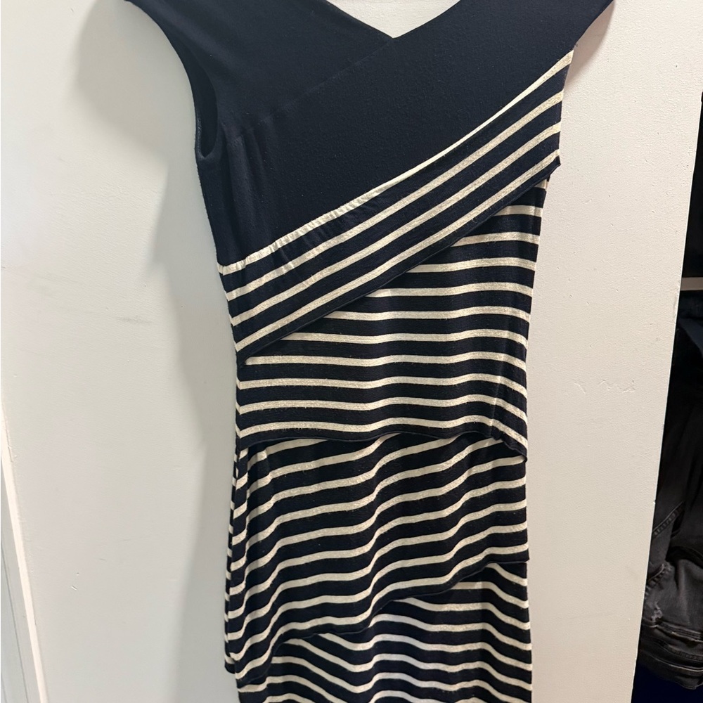 Bailey 44 blue and Cream Striped Dress